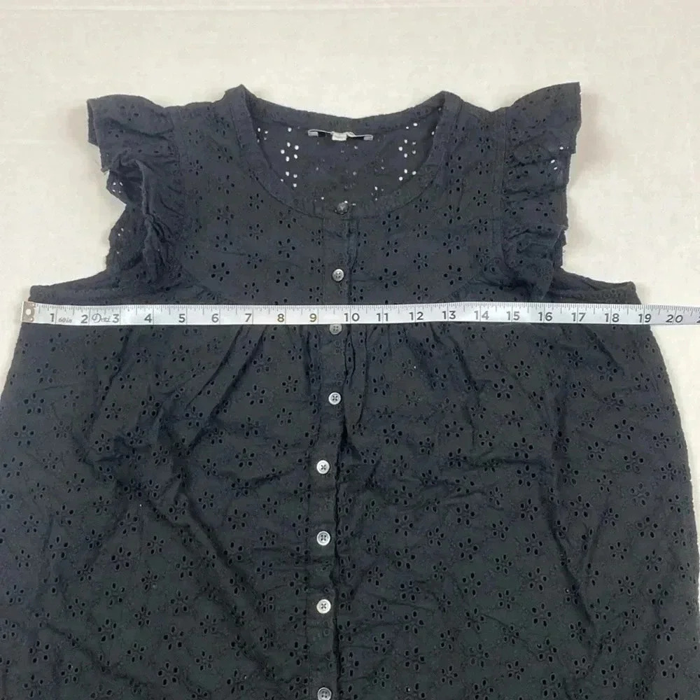Madewell Ruffle Sleeve Bib top - Picture 3 of 7